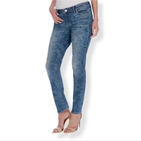 Lucky Brand Denim - LUCKY Brand Lolita Mid Rise Skinny Jeans All Over Floral Acid Wash Size 2 / 26